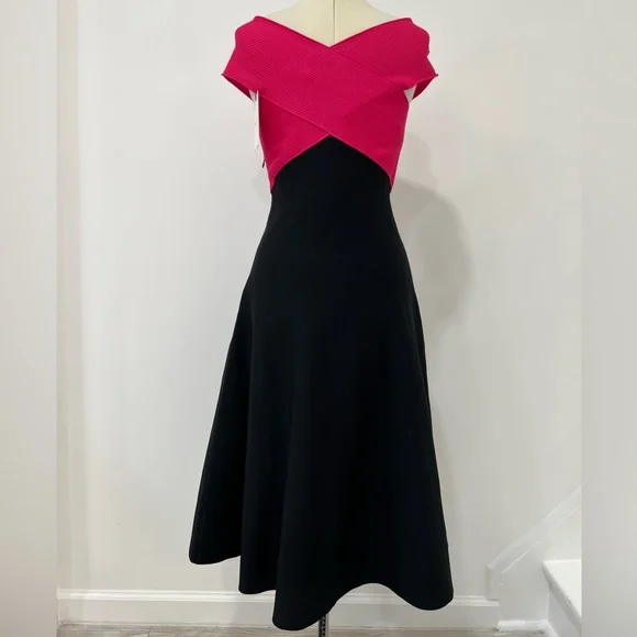 Carolina Herrera Colorblock Knit Midi Dress
